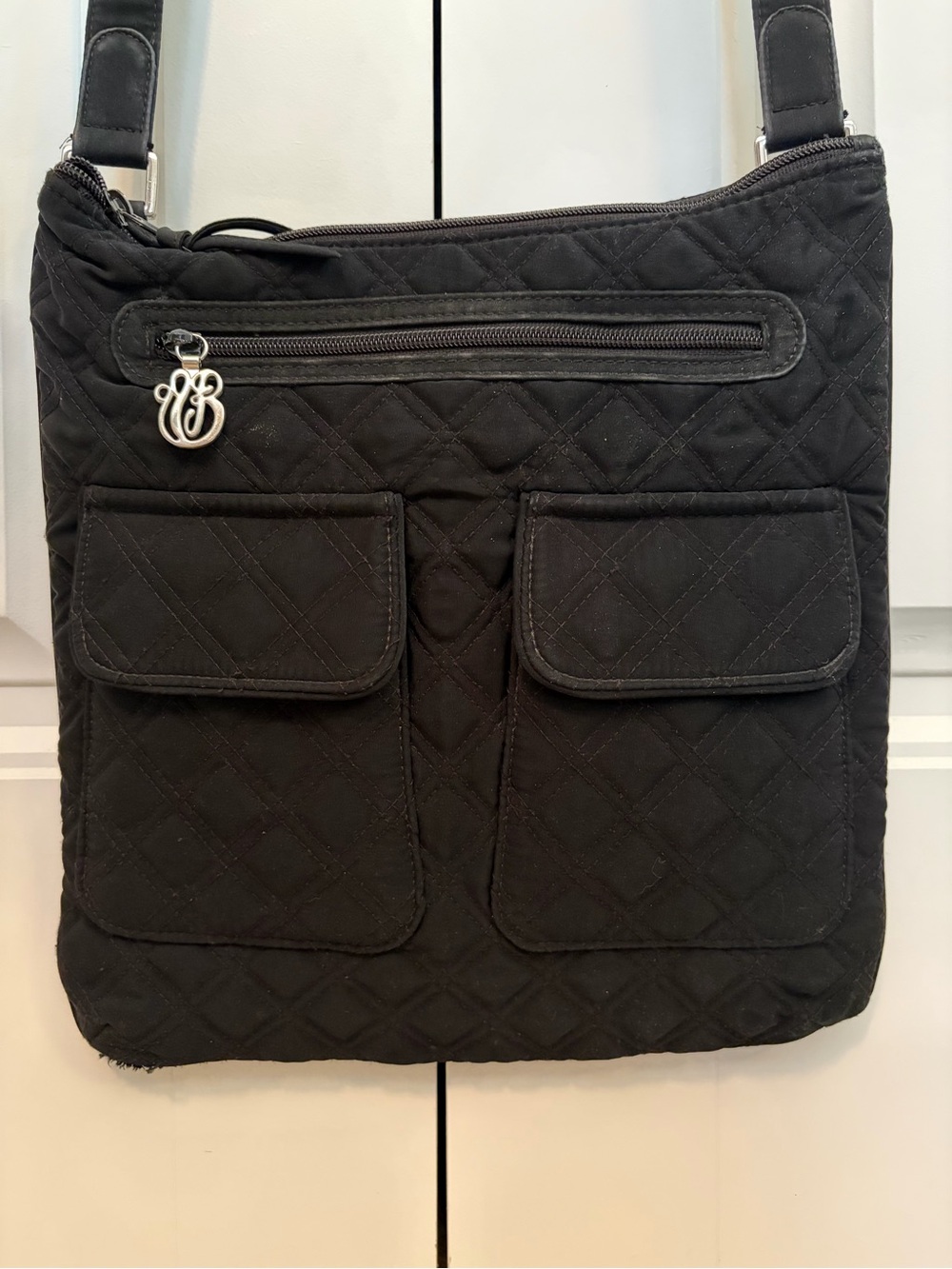 Vera Bradley Quilted Black Purse Silver Charm Discontinued Style & Tag